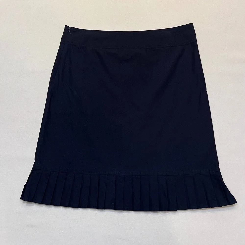 Nautica Navy Blue Pleated Hem Euro Summer Preppy Tennis Golf Mini Skirt Size 10